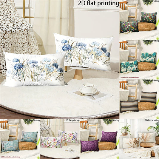 Two-piece suit Blue Floral Pillowcase for Bed , Used for sofas, chairs, cars, decorative cushion covers, pillowcases.