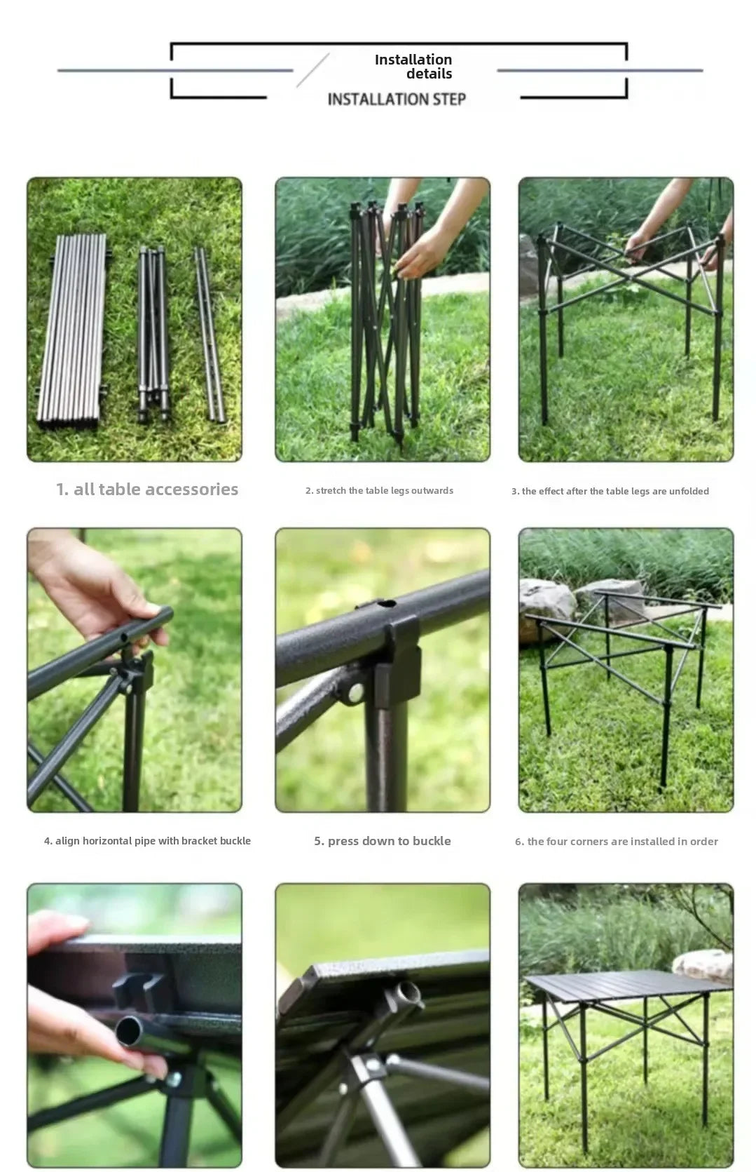 Outdoor Folding Tables and Chairs, Portable Carbon Steel Chairs for Wild Camping, Picnics and Outings