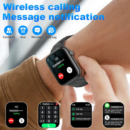 Smartwatch 1,83 cala dla mężczyzn i kobiet, dotykowy ekran, sportowy zegarek fitness, połączenia Bluetooth, cyfrowy smartwatch, wodoodporność IP68
