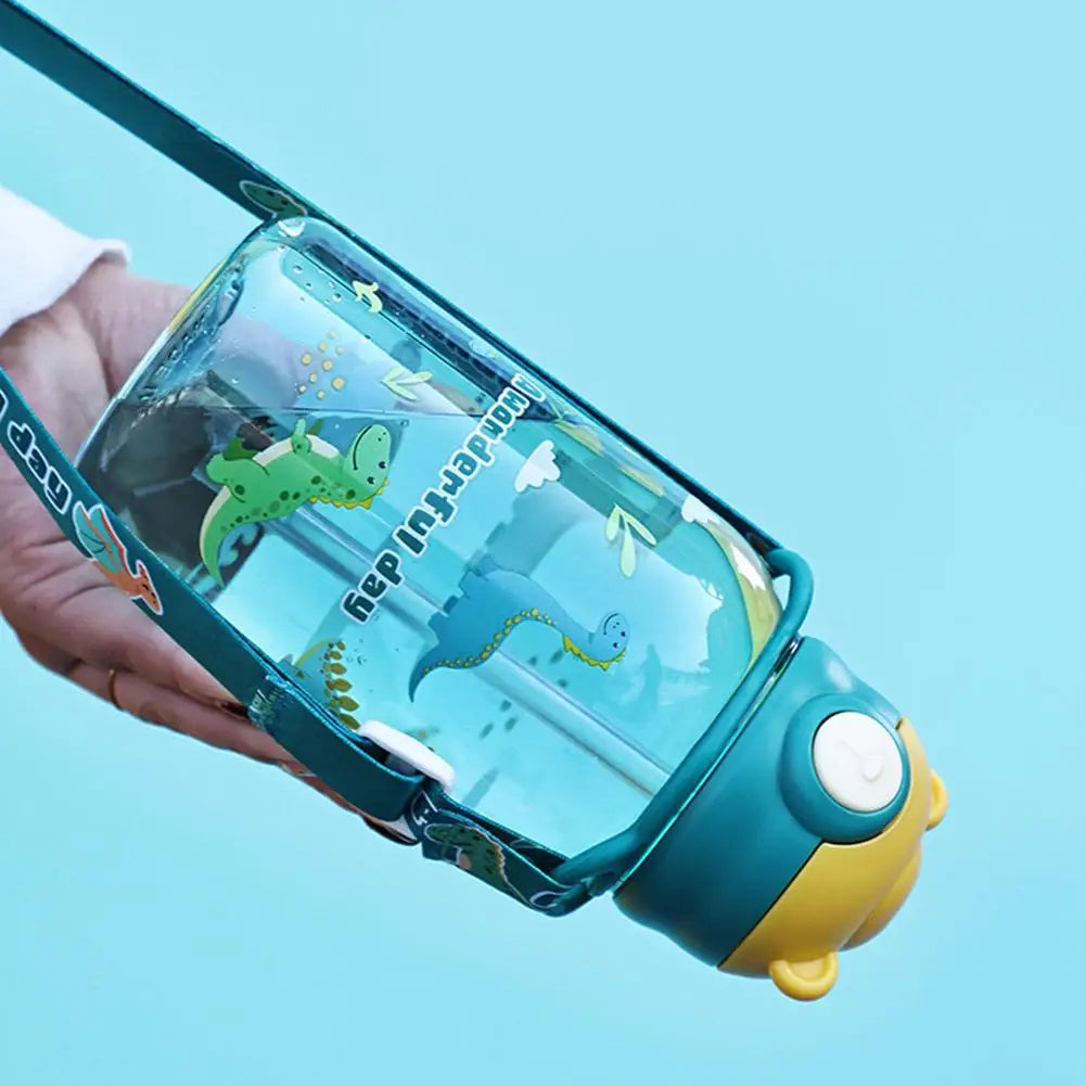 650ml Cute Water Bottle Cup With Straw Adjustable Shoulder Strap Portable Leakproof Students Kids Adults Outdoor BPA Safe 2026