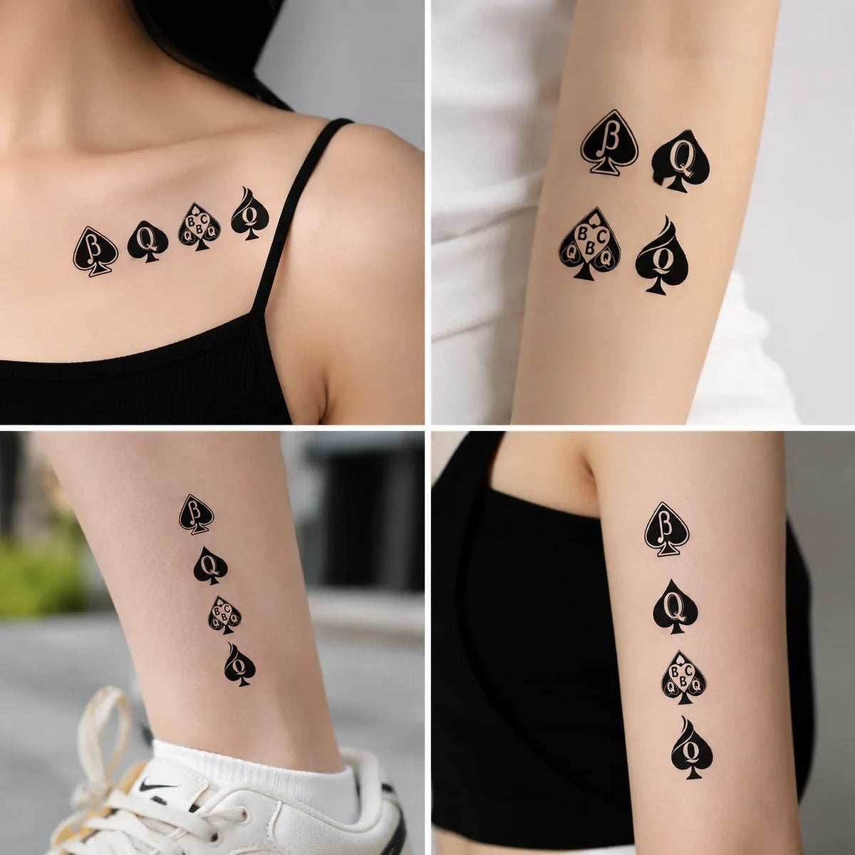 Black Spade Playing Card Disposable Tattoo Sticker Temporary Tattoo Waterproof Body Art