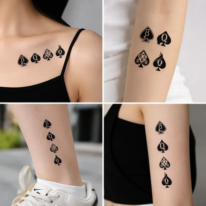 Black Spade Playing Card Disposable Tattoo Sticker Temporary Tattoo Waterproof Body Art
