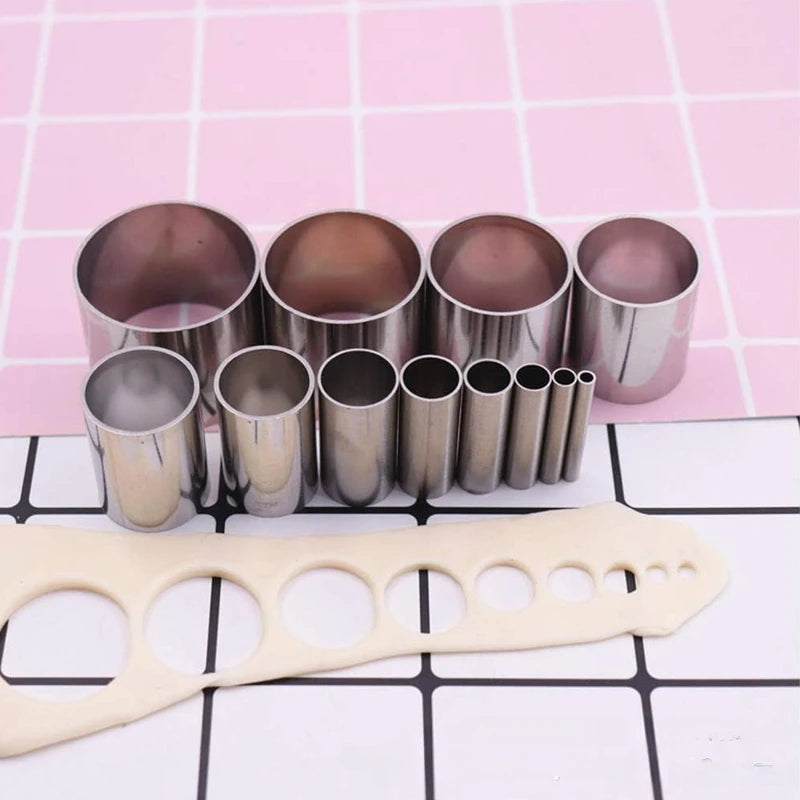 12PCS Hole Hollow Punch Cutter Set, Ceramics Dotting Baking Indentation Mold Tools for Polymer Clay Pottery Handmade Craft