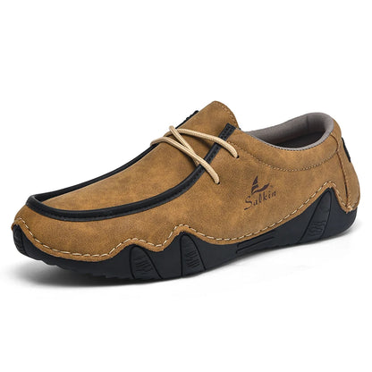 Design Sneakers Man Loafers Breathable Low Top Flat Shoes Driving Plus Size New 2026 Fashion Handmade Leather Casual Men Shoes