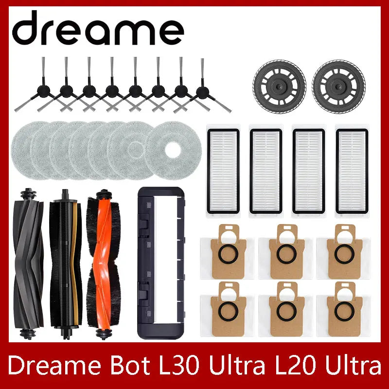 Dreame Bot L30 Ultra L20 Ultra Robot Vacuum Spare Parts Consumables Main Side Brush Hepa Filter Mop Cloth Dust Bag Accessories