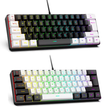 New Portable Wired Mini Mechanical Keyboard K61 Mini Keyboard Wired 61 Keys Phantom RGB,Black White Red Red/Blue Switch