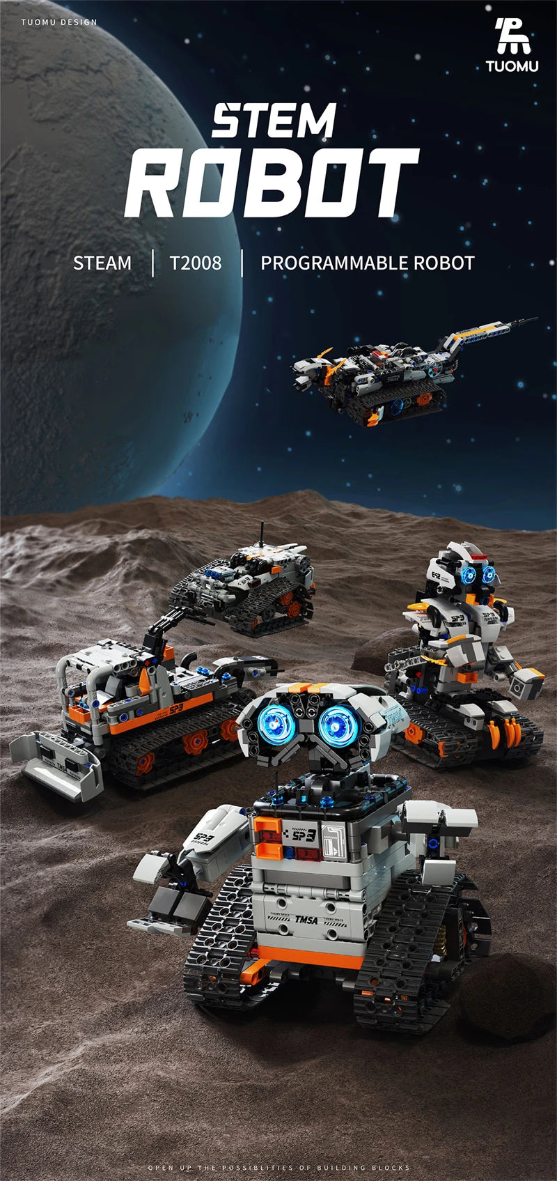 Multi-Axis mechanical Arm Programmable Building Blocks 5 in 1 robot Remote Control toys Interactive STEM Learning children gift