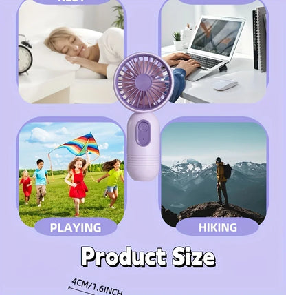 USB Mini Rechargeable Portable Fan with 3 Speeds, Handheld Fan for Gift Choice, Perfect For Office, Outdoor, Travel, Camping