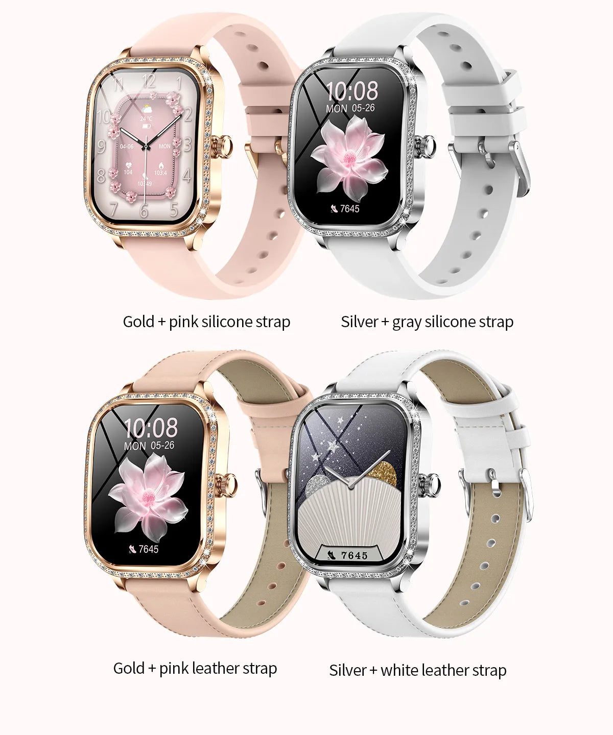 LIGE Fashion Design Women Smart Watch 1.75" Curved Screen Smartwatch Bluetooth Call Clock IP68 Waterproof Diamond Case Bracelet