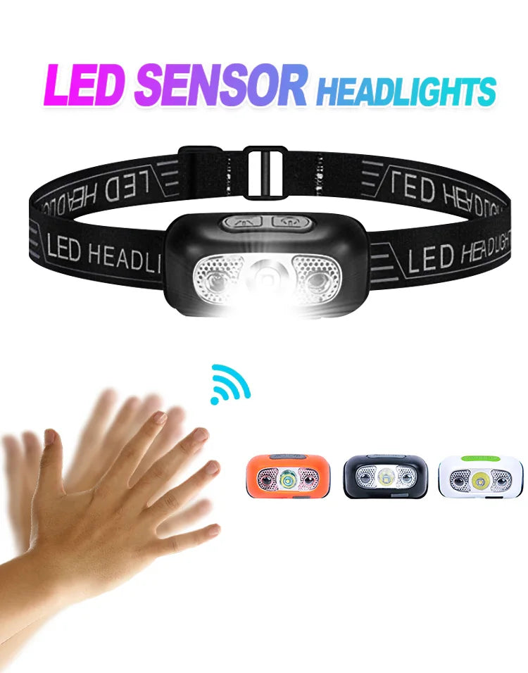 Strong Light Headlamp Mini Led Night Fishing Powerful Torch Head Lamp Outdoor Waterproof Camping Portable LED Sensor Headlamps