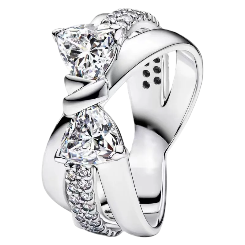 S925 Silver Bow Love Flower Ring Fashionable and High End Style Ring