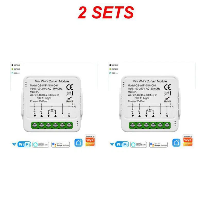 Tuya ZigBee/WiFi Smart Curtain Switch Mini Module For Roller Shutter Blinds Motor QS-S10-C04/ECC02 Switches Support Alexa Google