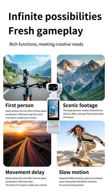 HD 4K Action Camera 180 Degree Rotatable For Vlog YouTube Tiktok Girls Record Life Video Recording Entry Portable Action Camera