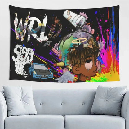 VIKAMA Hip-Hop Rapper Tapestry Juice World Street Art Wall Hanging Rap Music Poster Bedroom Living Room Wall Decor