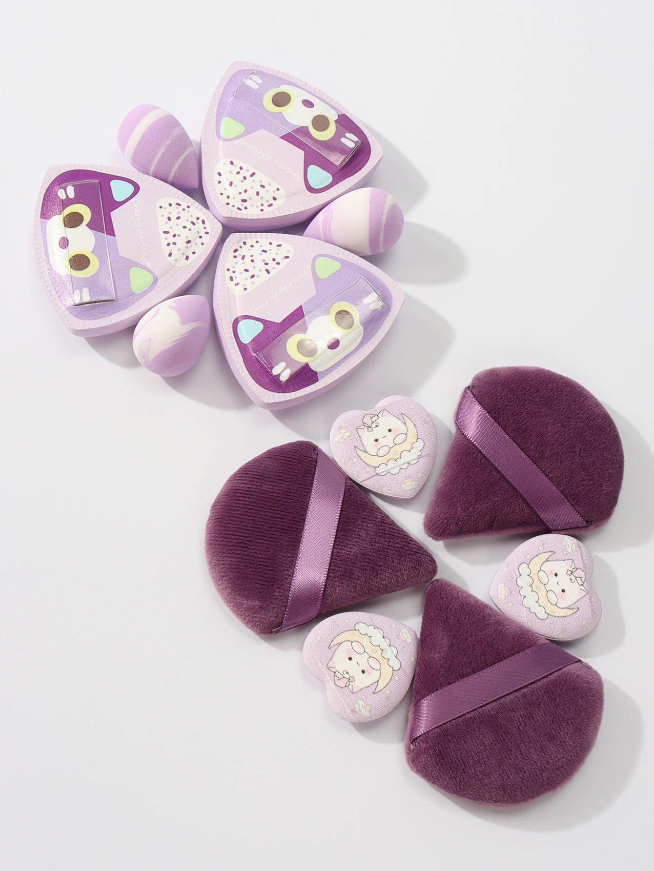 Rice Ball Cat 12-Piece Set, Expands When Exposed to Water, Dual-Use for Wet and Dry, Makeup Sponge Suitable for All Skin Types