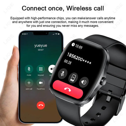 LIGE Originalny Smartwatch Mężczyźni Kobiety Połączenia Bluetooth Zegarek Pulsometr Wodoodporny Smartwatch Zdrowie Dla Androida IOS