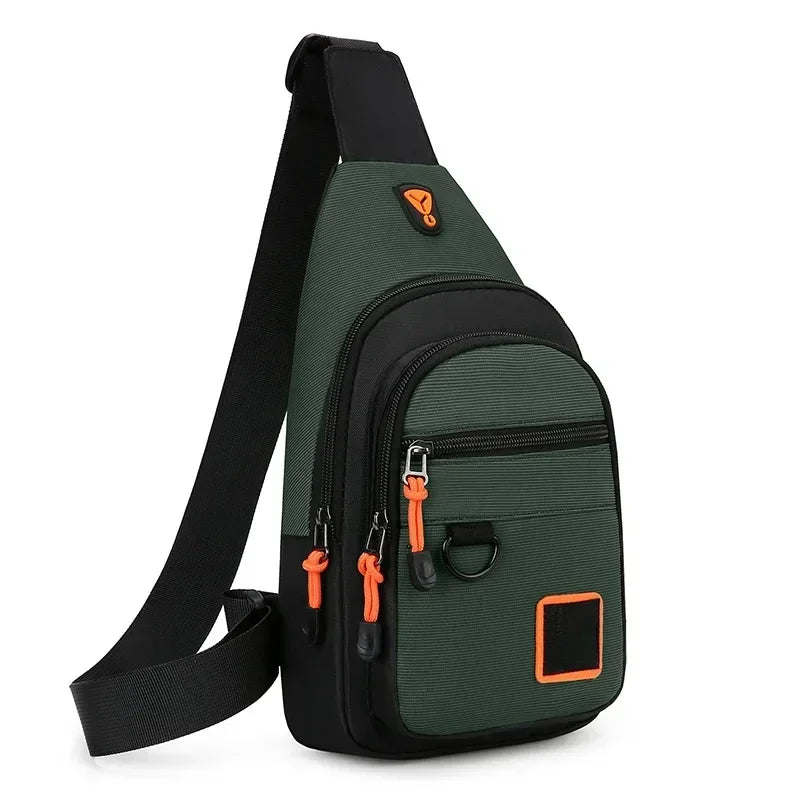 Portable Waterproof Men’s Chest Bag, Lightweight Crossbody Backpack, Black Army Green Lake Green Optional for Outdoor Daily Use