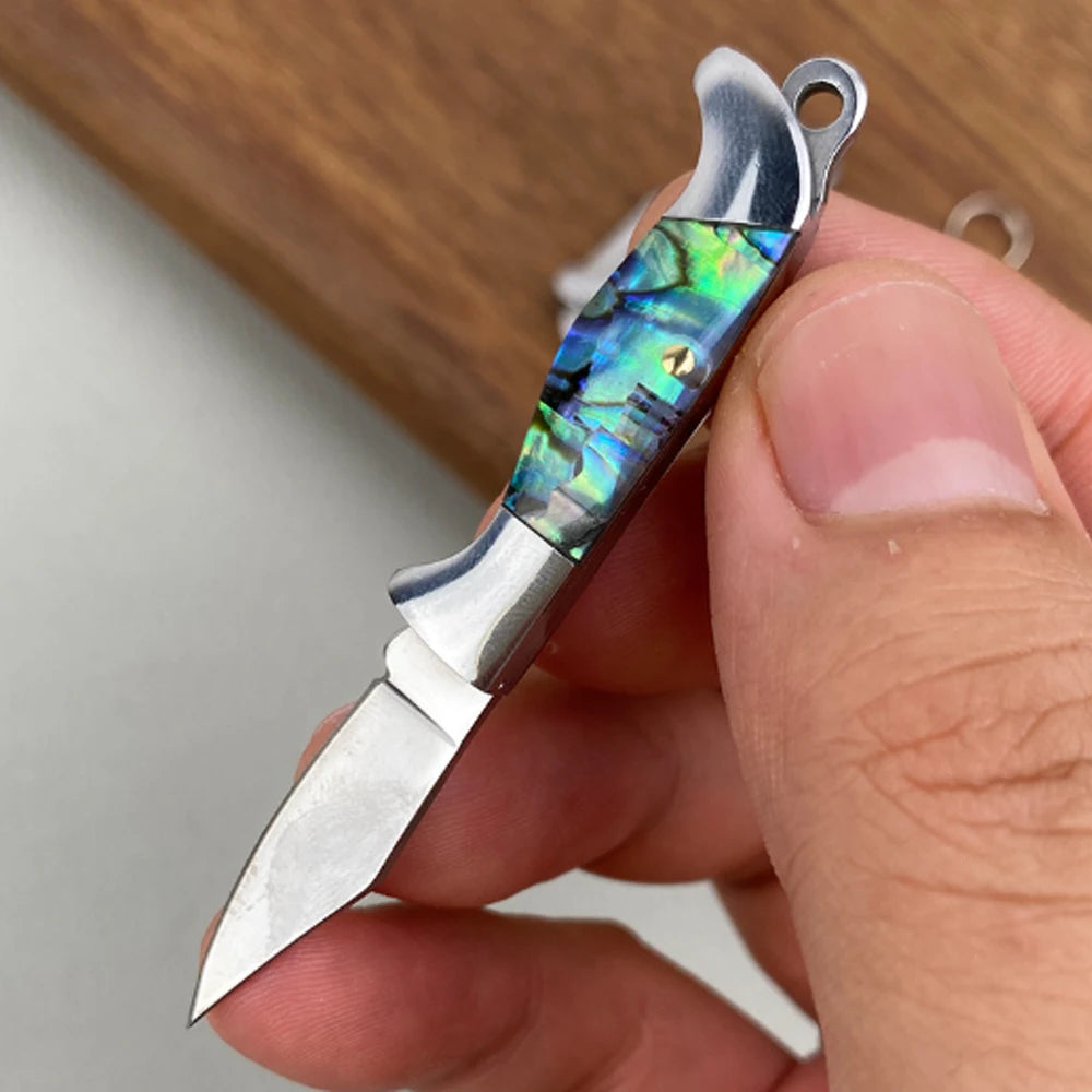 MINI Shell Brass Folding Knife Pocket Keychain Portable Resin Steel Knives Survival EDC Tool Cutter Peeler Hunting Gift