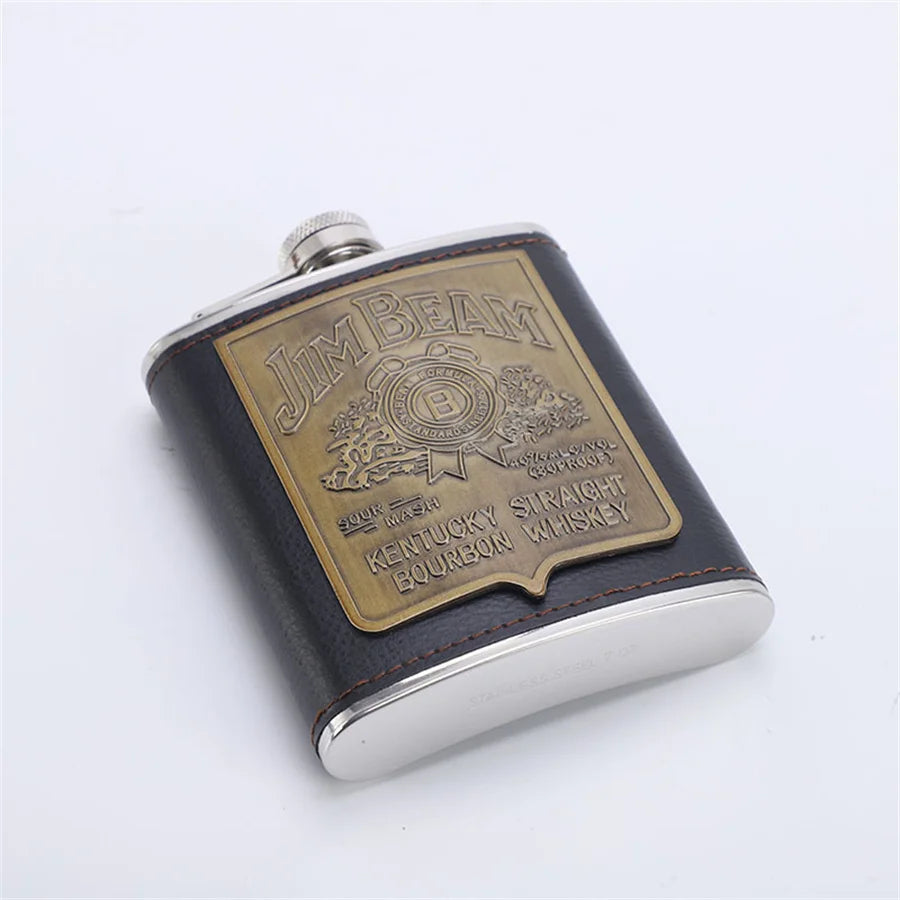 Stainless Steel Wine Bottle with Patch, Outdoor Portable On-the-go Wine Bottle, Small Diameter, High Color