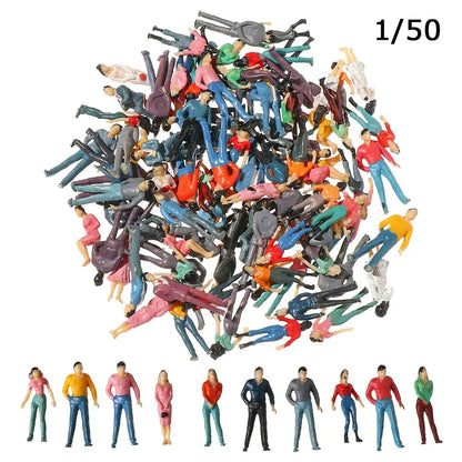 100Pcs/Bag 1:100/1:150/1:75/1:50 Scale Plastic People Figures Model Building Passengers DIY Character Mixed Color Pose Kids Toys
