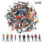 100Pcs/Bag 1:100/1:150/1:75/1:50 Scale Plastic People Figures Model Building Passengers DIY Character Mixed Color Pose Kids Toys