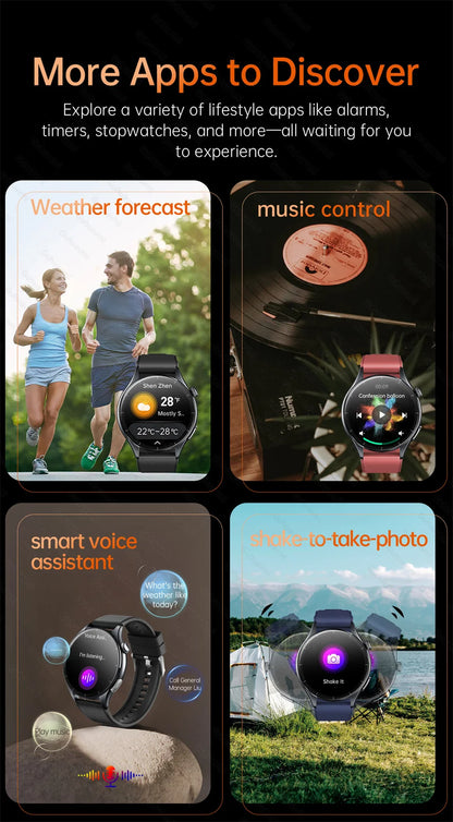 2026New Smart Watch For Men Micro-examination Health Blood pressure Uric Acid ECG+PPG Fitness Tracker Clock Smartwatch Women Men