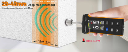 BTMETER Wood Moisture Meter - Pinless Moisture Detector Measur Depth 20-40mm Non-Destructive Moisture Tester with Masonry