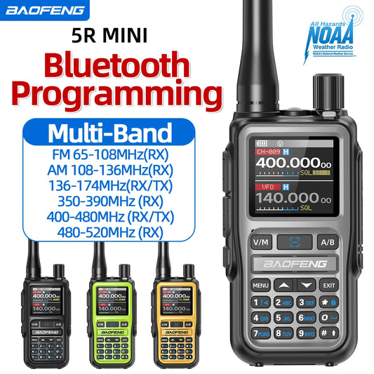 4 PAKIET BAOFENG UV-5R MINI Walkie Talkie Programowanie Bluetooth Krótkofalówka Dwukanałowe Radio Ręczne Dalekiego Zasięgu Typ-C Podwójne PTT Wielopasmowe
