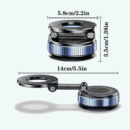 Upgraded Foldable Magnetic Car Phone Holder – N52 Magnet, 360° Rotatable, Dashboard Suction Cup, ABS, with Wrench & Mount Pad