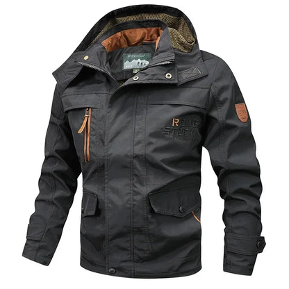 2025 New Men's Sports Jacket Thin Outdoor Quick Dry Loose Multi-Pocket Outerwear Waterproof Windproof Casual Spring Autumn Coat