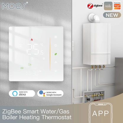 Moes Tuya Zigbee Thermostat Room Temperature Controller of Water/Electric Floor Heating Gas Boiler Humidity Support Alex 5A/16A