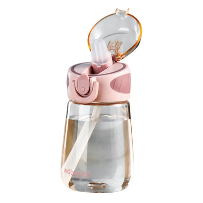 Portable Plastic Water Straw Cup Drop Proof with Scale Sippy Cup Leak-proof Food-Grade Silicone Water Bottle