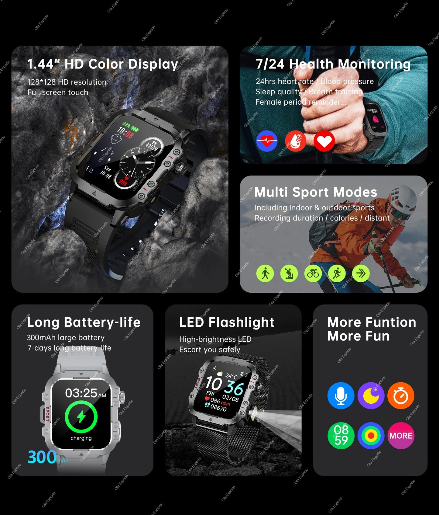 2026 Military Outdoor Smart Watch Men's GPS Flashlight Bluetooth Call 2.01" AMOLED Screen 3ATM Waterproof Sports Smartwatch Hw12