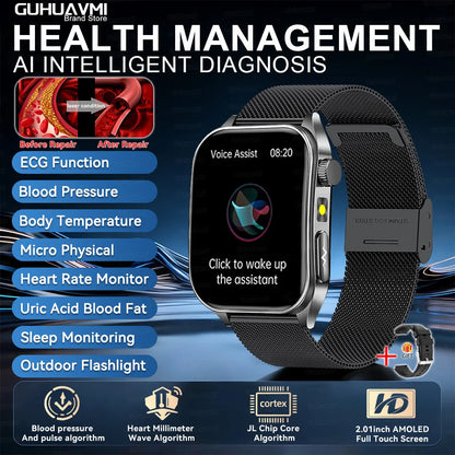 2026New Laser Therapy Care SmartWatch ECG Health Monitor Blood Lipids Uric Acid Heart Rate Tracking Fitness Smartwatch Men Women