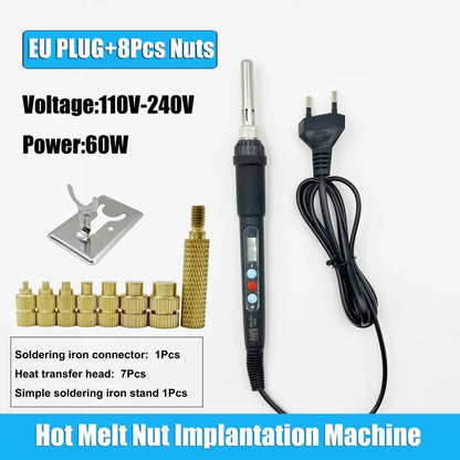 Heat Set Inserts Press Tool and Soldering Iron Tip Insert Threaded Kit Brass Nut M3 Solder for 3d Printer Plastic Case Insertion