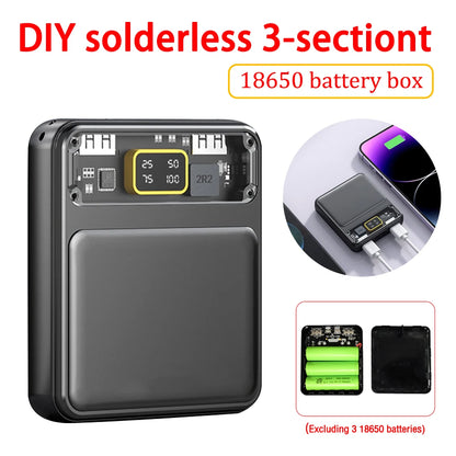 New DIY Power Bank Box 3x18650 Battery Charger Case Portable Fast Charging Case Solderless Power Bank Shell Batteries Charging