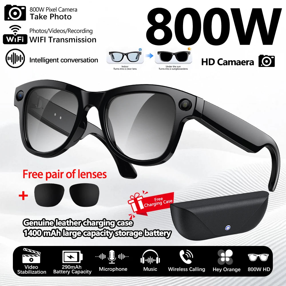 2026 New Smart Glasses Video Recording AI Dialogue Translation 800W HD Camera EIS Anti-Shake Shooting Smart Glasses Men Women