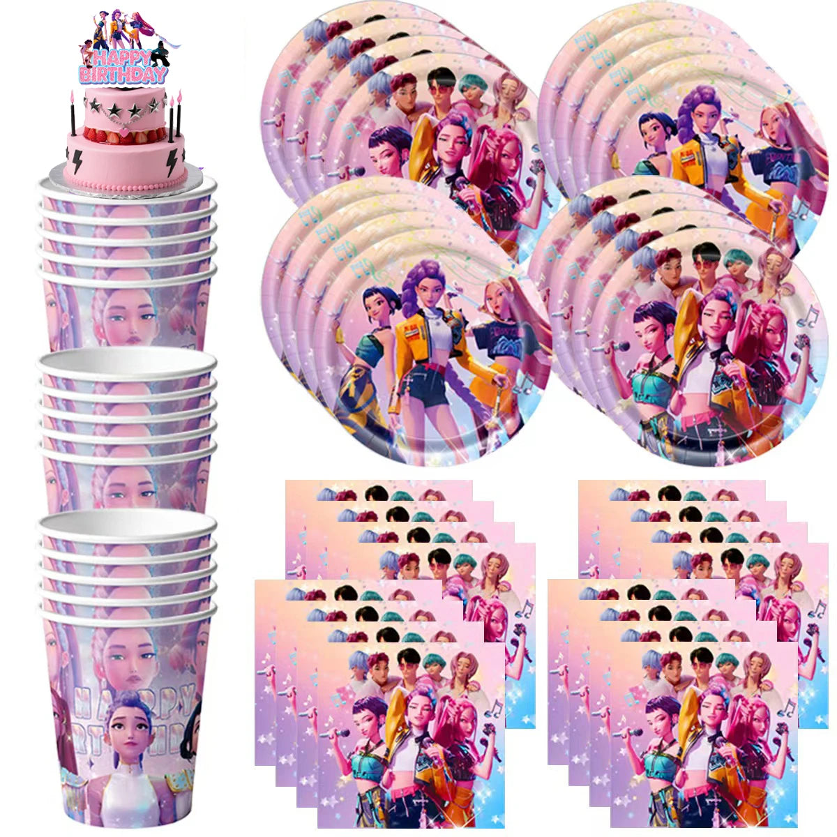 Demon Hunting Team Disposable Tableware Tablecloth Gift Bag Birthday Party Decoration Supply Classroom Reward Prize Fun Toy Gift