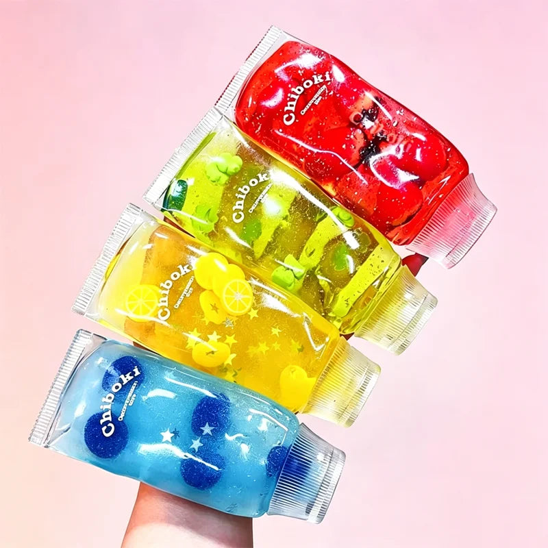 Chiboki Clear Tube Fruit Bead Squeeze Fidget Jelly Squishy Toy Anti-Stress Decompression Applicable To High Pressure Individuals