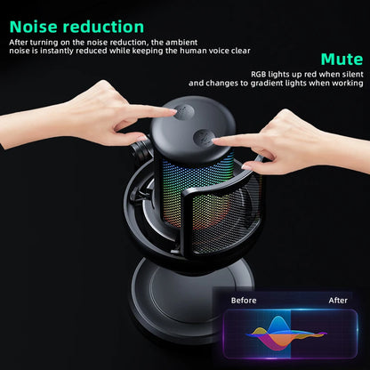 USB Microphone for PC RGB Gaming Microphone with Headphone Output And Touch-Mute Button Noise Cancellation for Recording Streami