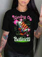 Standing On Business Women's Tee - Bold Money Graphic, Casual Streetwear Top