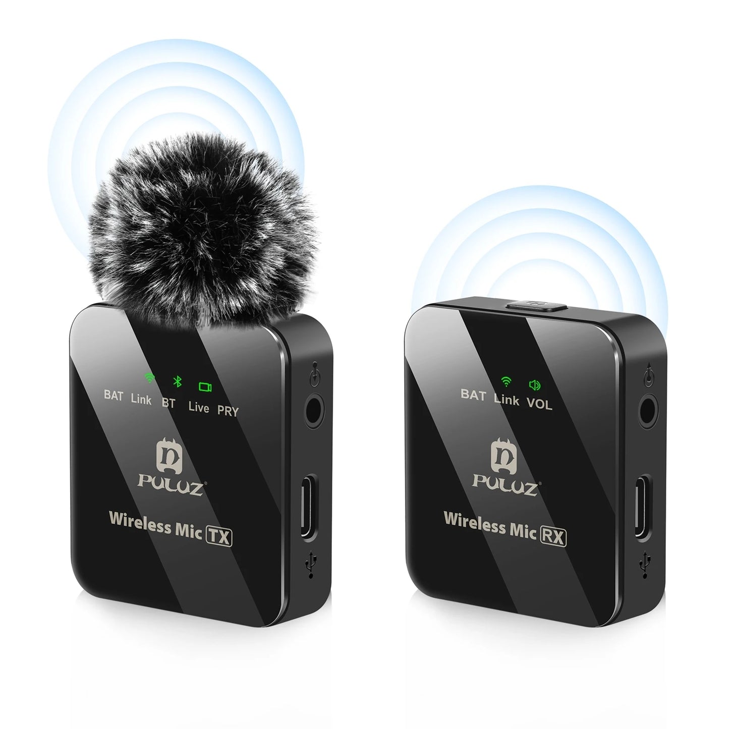 PULUZ Wireless Lavalier Microphone Live Broadcast YouTube Gaming Microphone For iphone/Android/3.5mm DSLR Camera Audio Recording