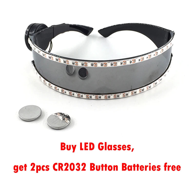 Cyberpunk LED Light Up Glasses Futuristic Luminous Unisex Eyewear Cool Glowing Glasses For Cosplay Bar Rave Club Halloween Party