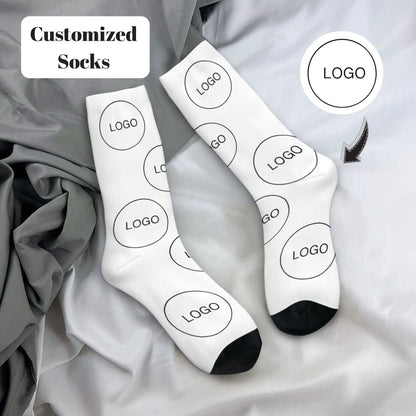 Soft Socks Customized with Personalized Logo Pattern Print Mid-Calf Socks Warm Comfortable Ideal Gifts for Company School Memory