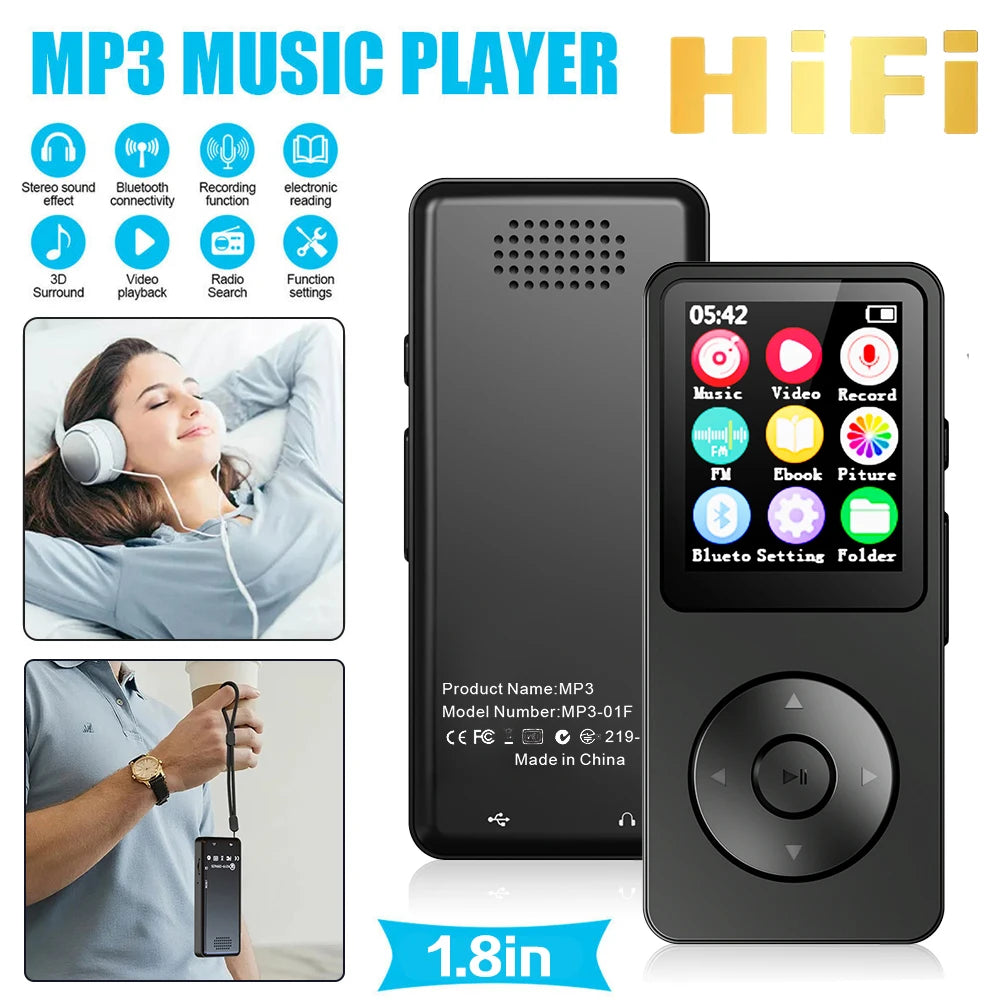 MP3 Player Type-C 32GHiFi Lossless Music Player Student Walkman Swimming Running Riding Built-in Speaker Support FM Radio E-Book