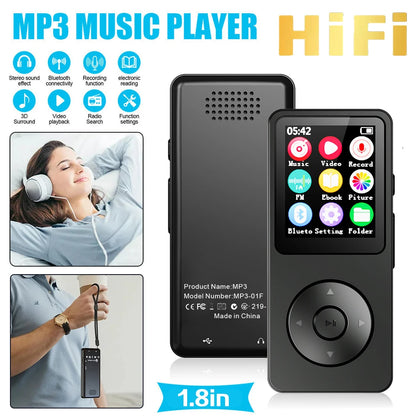 MP3 Player Type-C 32GHiFi Lossless Music Player Student Walkman Swimming Running Riding Built-in Speaker Support FM Radio E-Book