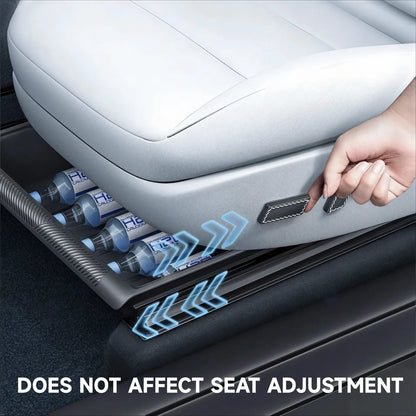 CNSPEED Under Seat Storage Box TPE Hidden Organizer Tray Space Box with Lid For Tesla Model Y 2020 2021-2024 Juniper 2025-2026
