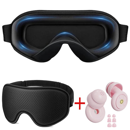 Sleep Mask ,Blackout Eye Masks for Sleep - 3D Breathable Soft Comfortable Eye Mask With Noise-cancelling earplugs