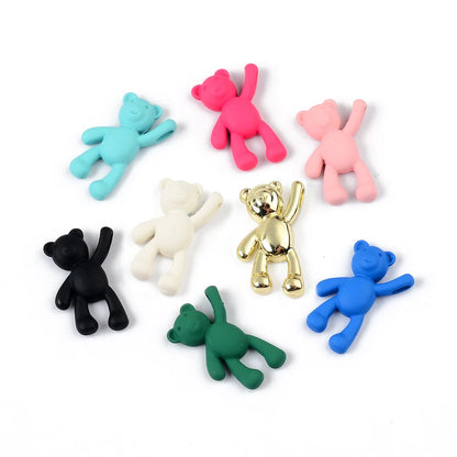 10PCS/lot DIY Cute Cartoon Teddy Bear Pendant Jewelry Accessories Wholesale Alloy Spray Paint Simple Multicolor Jewelry Material