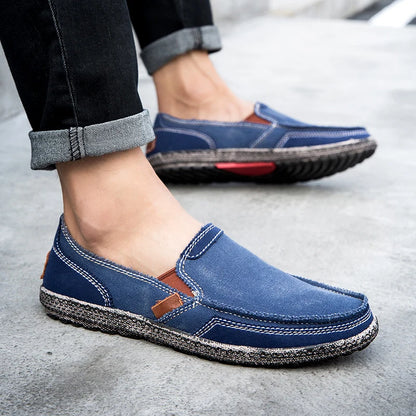 Fashion Breathable Canvas Shoes Loafers New Men Shoes Vintage Male Casual Shoes Flats Comfortable Washed Denim Lazy Loafers